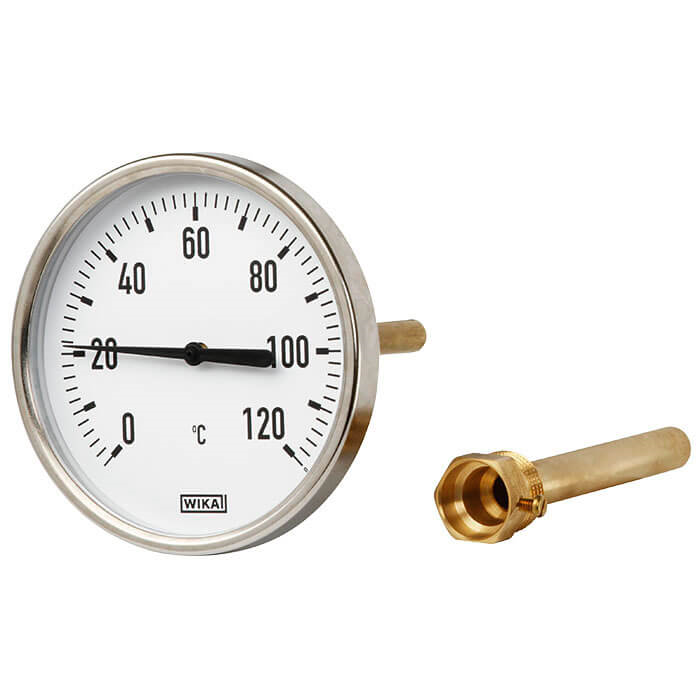 Thermomètre mécanique à alcool - Chêne / Plaque alu